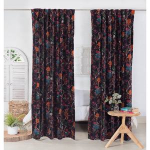 Rideau à imprimé Floral fait à la main, bohème, porte de chambre à coucher, salle à manger, salon, rideau de fenêtre - Product Image 1