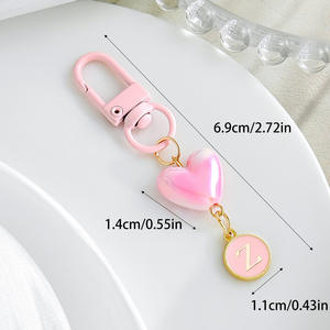 Porte-clés Cœur Rose Bonbon Mignon avec Initiale, Cœur en Acrylique, 26 Lettres, Porte-clés Couple, Mousqueton, Breloque pour Téléphone et Sac - Product Image 2