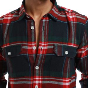Chemise à carreaux vert olive pour hommes Design élégant en coton brossé avec coupe régulière et construction durable pour toutes les occasions - Product Image 6