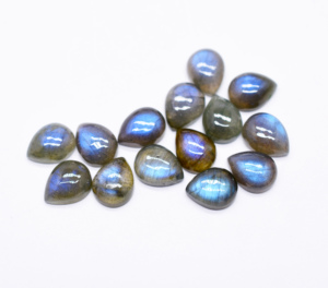 Cabochons de poire de feu en Labradorite naturelle de 9x7mm pierre précieuse de cristal d'améthyste en vrac pour bijoux 1.70 Cts poids - Product Image 4
