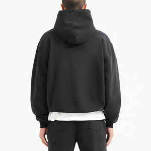 Logo personnalisé Sweat à capuche zippé à double fermeture éclair surdimensionné et lourd pour hommes - Product Image 5