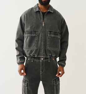 Veste en jean d'hiver personnalisée avec logo OEM, motif lettres, streetwear décontracté de haute qualité pour hommes – Grande Vente - Product Image 5