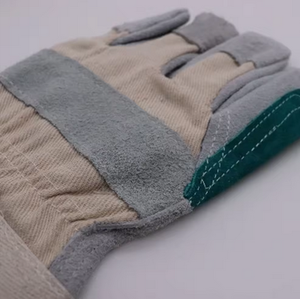 Guantes de trabajo de seguridad industrial de jardinería de construcción de aparejo canadiense de cuero dividido de vaca - Product Image 3