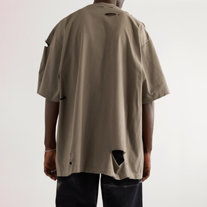 2025 nueva llegada precio al por mayor Camiseta con estampado personalizado para hombres peso pesado 100% algodón liso cuello redondo diseño camiseta desgastada - Product Image 4