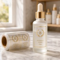 Étiquettes de bouteilles en vinyle transparent personnalisées, autocollants adhésifs, pelliculage mat, impression de logo en feuille d'or pour l'emballage cosmétique