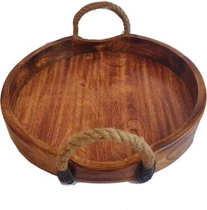 Bandeja de madera para servir Mejor diseñador Personalizado Diseñador único Desayuno rústico Comida Bandeja de madera - Product Image 6