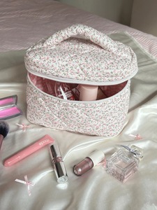 Vintage Floral Pattern Water Resistant Cotton Handmade Eco-Friendly Durable Zipper Vanity <b>Makeup</b> Bag Travel Cosmetic Case - Product Image 4
