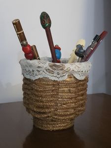 Jute stylo porte-crayon haute vente qualité Look moderne porte-stylo artisanat fait à la main pour bureau école Table utilisation en gros - Product Image 6