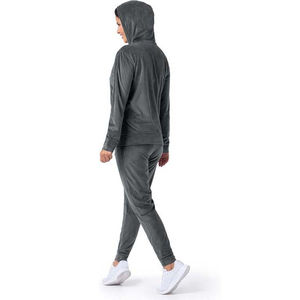 Conjunto de chándal sólido con capucha para mujer de invierno Forro polar Logotipo personalizado Secado rápido Sudadera con capucha de algodón transpirable Pantalones para correr-Venta al por mayor - Product Image 2