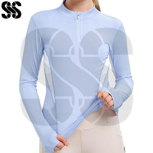 Chemises d'entraînement d'équitation pour femmes personnalisées, légères, durables, pour activités de plein air, fermeture éclair, absorbant la transpiration, douces et rapides - Product Image 4