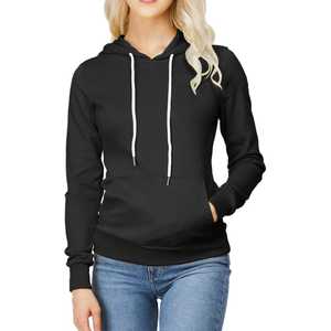 Sudadera con Capucha de Algodón Transpirable Antiarrugas para Mujer, Color Negro, Personalizada al por Mayor OEM - Product Image 1