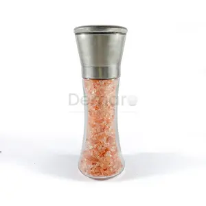 Wholesale Private label Pink Himalayan Salt in 200 Grams Glass Bottle with Steel Ceramic Grinder Manufacturer from Pakistan