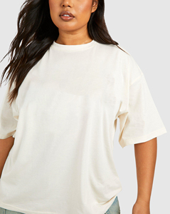 Camiseta de mujer de algodón 100% de alta calidad color sólido personalizado DTG logotipo impreso gota hombro holgado camiseta de peso pesado para mujer - Product Image 2