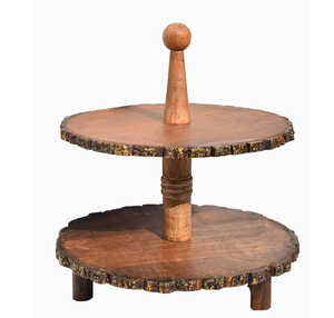 ชุดจาน2ชั้นวางคัพเค้กไม้สำหรับบ้านโรงแรมร้านอาหารใช้ไม้แบบกำหนดเองใหม่เสิร์ฟสลัดและผลไม้ในร้านอาหาร - Product Image 1