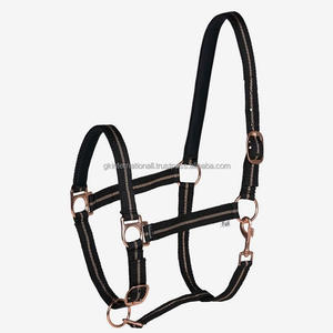 สายคล้องคอม้าไนลอนคุณภาพสูงสไตล์ใหม่พร้อมลายกลิตเตอร์และอุปกรณ์โรสโกลด์ซับในยางนีโอพรีนที่จมูกและมงกุฎ - Product Image 4