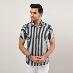 Camisa de Lino de Moda para Hombre, Verano, Manga Larga, 100% Algodón, Corte Regular, Transpirable, a Rayas - Product Image 2