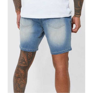 Dernier été hommes Slim Fit Jeans Shorts Quick Dry Casual Denim avec taille moyenne Hip Hop et Vintage Style Light Washed - Product Image 2