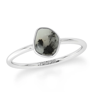 925 Sterling <b>Silver</b> Classic Wedding Stackable <b>Ring</b> Bezel Setting Tourmalated Quartz Rough Shape Natural Cab Unisex - Product Image 1