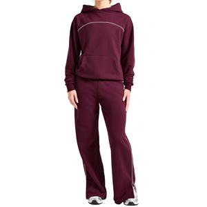 Conjunto Deportivo de Dos Piezas para Mujer, Sudadera con Capucha y Pantalones Deportivos con Ribete, Logotipo Personalizado, Ropa Deportiva Transpirable, Trajes Deportivos para Mujer en 2026 - Product Image 1
