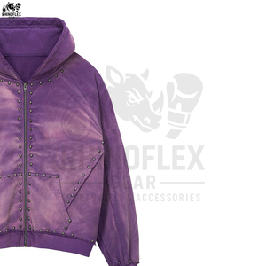 Sudadera con Capucha y Cremallera Lavada al Ácido de Alta Calidad, Precio de Venta al por Mayor, Sudadera con Capucha Lavada al Ácido, Sudadera con Capucha Básica de Algodón Mezclado Lavada al Ácido - Product Image 5