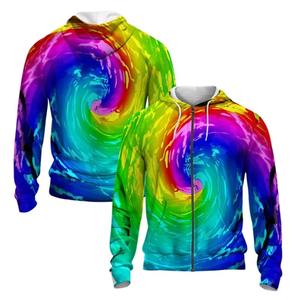2025 chándal de gran tamaño de moda Graffiti Tie Dye 3D impreso cremallera sudaderas con capucha para hombres mujeres Streetwear sudaderas de talla grande - Product Image 2