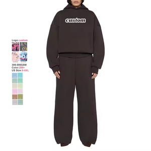 100% coton blanc Jogging 2 pièces ensembles Baggy Boxy poids lourd surdimensionné à capuche et survêtement ensemble hommes survêtements survêtements personnalisés survêtements - Product Image 2