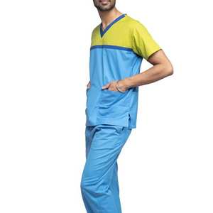 Tenue de travail unisexe à prix abordable, couleur unie, extensible, coupe ajustée, haut et pantalon de jogging, uniforme médical, logo personnalisé, hôpital - Product Image 4