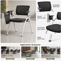 Chaise de formation pliante avec tablette d'écriture intégrée, chaise d'invité pour salle de conférence, mobilier de bureau pour fournisseur de mobilier scolaire