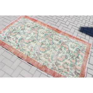 Tapis turc à accents marocains 3,6x6,3 pi (109x193 cm), tapis vintage marocain rouge - Product Image 4