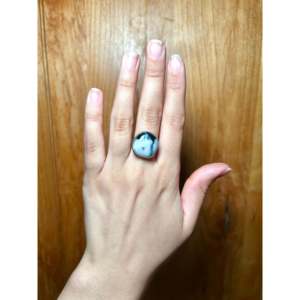 Anillo Navajo Hecho a Mano con Turquesa Blanca de Búfalo, Talla 6.5, Estilo Boho Hip-Hop, Plata de Ley, Corte Natural, para Uso Diario - Product Image 4