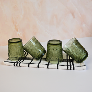 ชุดแก้วน้ำลายศิลปะ 4 ใบ แก้วลายผ้าใบ - Product Image 1