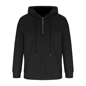 เสื้อสเวตเตอร์มีฮู้ดซิปครึ่งแขนของผู้ชายผ้านุ่มออกแบบได้ตามต้องการเสื้อฮู้ดสีทึบแบบยั่งยืนจากบังคลาเทศ - Product Image 3