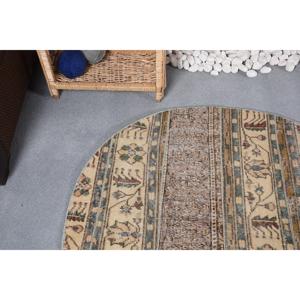 พรมขนาด 3.7x3.7 ฟุต, พรมตุรกีโบราณ, พรมขนสัตว์สีเบจ - Product Image 5