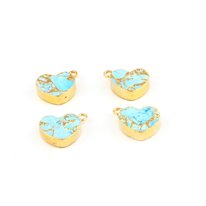 Vente en gros de pendentif en forme de cœur en cuivre turquoise Mohave boucle unique fabrication de bijoux en laiton connecteur pendentif à breloques en forme de cœur - Product Image 4