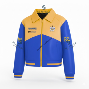 Chaqueta de Cuero PU Sigma Gamma Rho Lista para Enviar, Chaqueta Bomber de Cuero de Alta Calidad, Chaqueta Deportiva Estilo Universitario - Product Image 2