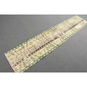 Turkish 1.8x8.3 ft Rug, <b>Runner</b> Vintage Rug, <b>Green</b> Brown Camouflage Rug - Product Image 3