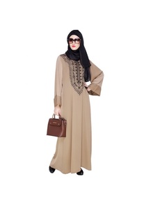 Robe abaya moderne décontractée de style Dubaï et Turquie Abaya en lin ornée de fleurs ouverte sur le devant pour les musulmans Modeste Hot Fashion - Product Image 4
