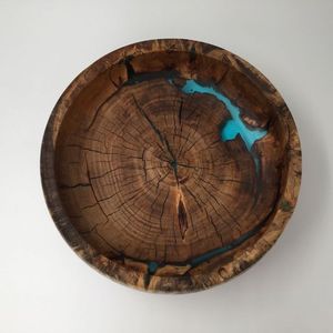 Cuenco de comida de madera y resina de gran tamaño de nuevo diseñador, utensilios de cocina de Mesa de la mejor calidad, plato de postre multicolor hecho a mano - Product Image 4