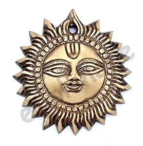Escultura moderna de latón Sun Surya Face Idol, grabado impreso Digital para energía positiva para decoración de oficina en casa, artesanía de Metal - Product Image 6