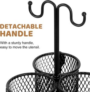 VENTA CALIENTE 3 compartimentos Utensilio de Metal Negro Cubiertos Soporte Mostrador Cesta de Almacenamiento Utensilio Caddy Organizador de Cubiertos - Product Image 2