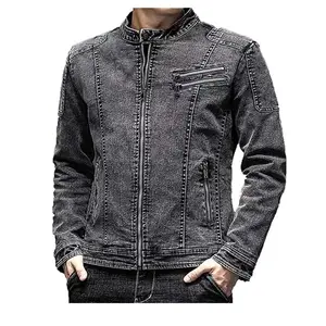 Veste en jean en denim acide de type lavage vintage noir, tailles standard motif usa porter veste de lavage à l'acide en denim vintage