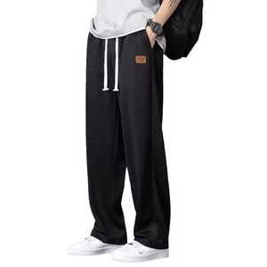 Streetwear Pantalones de chándal de pierna ancha Hombres Joggers sueltos casuales con parche de lona y bolsillos laterales Transpirable Todos los colores - Product Image 3