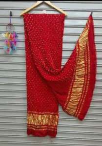 Dupatta en soie Gajji traditionnelle pour invité de mariage, douce et lisse, pure soie Gajji Bandhej Dupatta, prix de vente par le fabricant - Product Image 2