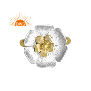 Último diseño hecho a mano de plata fina diseño floral anillo apilable Demi fabricante de joyería fina - Product Image 1
