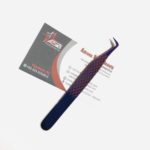 Pinzas de extensión de pestañas de volumen de 90 grados de etiqueta privada punta de fibra profesional de acero inoxidable sostenible japonés púrpura - Product Image 6