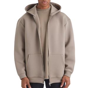 Sweat-shirts à capuche zippés épais pour hommes, sweats oversize unis en molleton de coton, sweats à capuche brodés, sweats à capuche personnalisables avec logo - Product Image 1