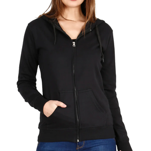 เสื้อสเวตเชิ้ตมีซิปสำหรับผู้หญิงผ้าคอตตอนคอมเปอร์แบบถักมีฮู้ดป้องกันการหดตัวแบบลำลอง - Product Image 3