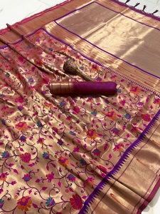 Sareos de seda Zari pura de calidad estándar, diseño tradicional indio, ropa para Festival, de proveedor indio - Product Image 4