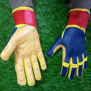 Hot Selling Premium Quality Custom Blue Beige Baseball Gloves Professional Long Cuff Leather Batting Gloves - Product Image 6