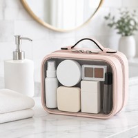 Pochette de maquillage transparente en PVC, trousse de toilette de voyage, organiseur à fermeture éclair transparente, sac de toilette imperméable pour la plage et la piscine, OEM personnalisé